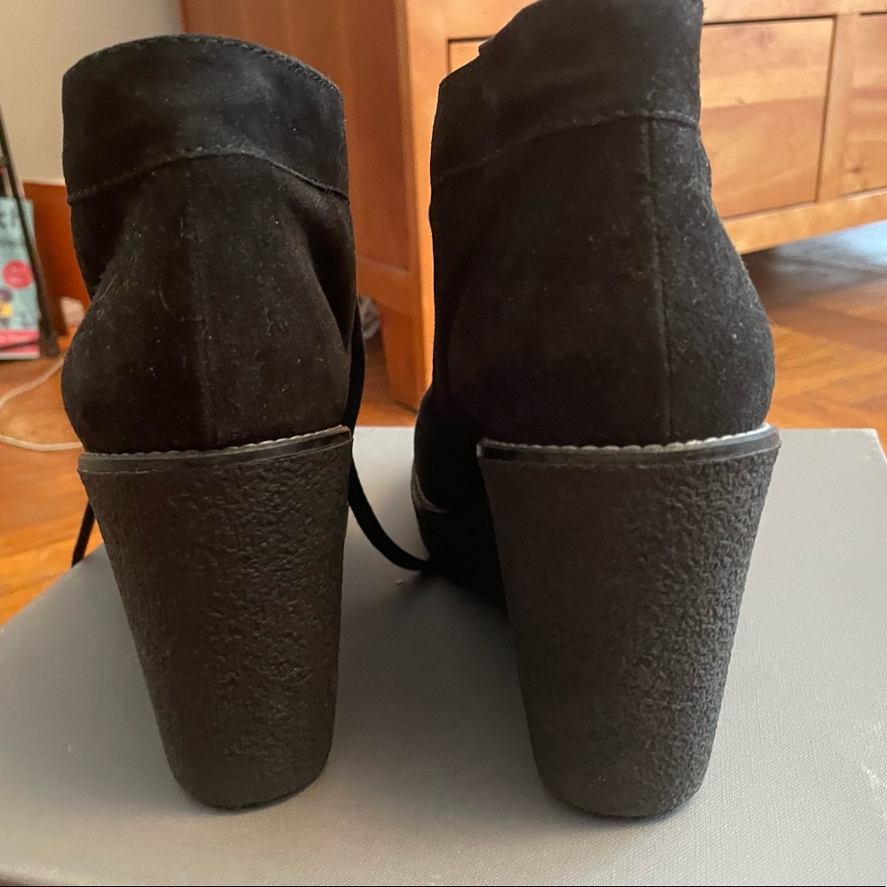 Aquatalia Designer High Wedge Black Italian Suede Vicky Booties